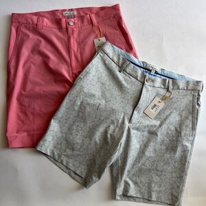 Men's Pink & Light Gray Performance Peter Millar Short
